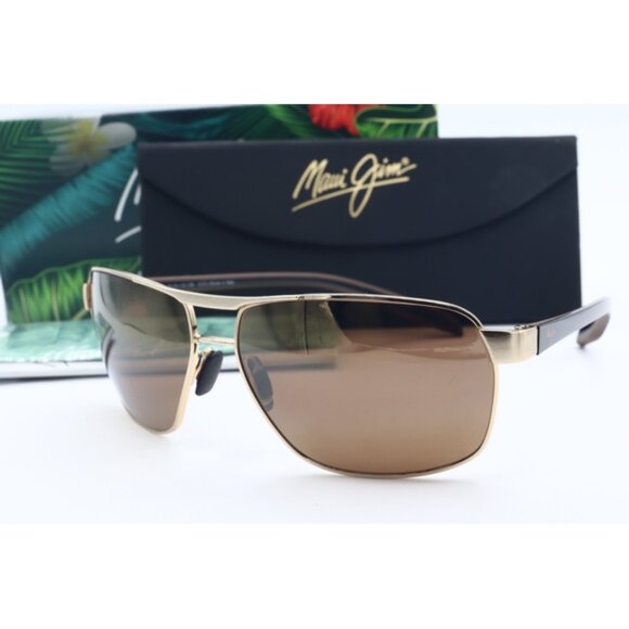 Maui Jim The Bird MJ 835-16 Gold Aviator Sunglasses Brown polarized Lens 61.5mm - Picture 1 of 7